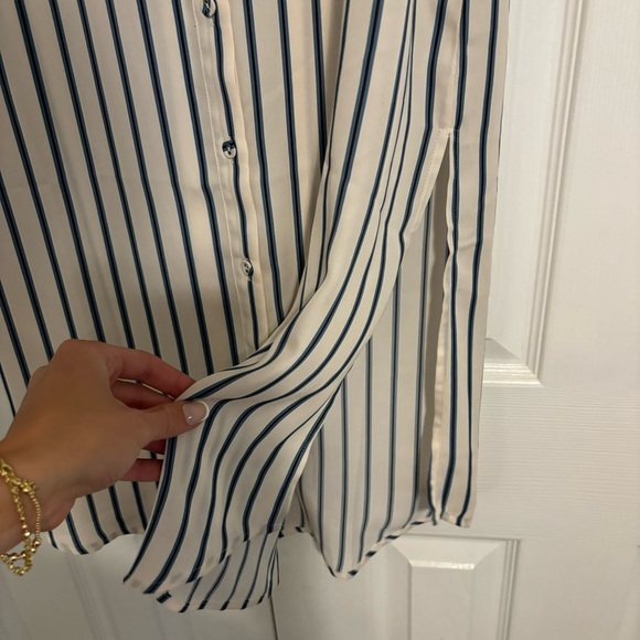 L'Academie Striped Button Down Sleeveless Shirt Dress - Picture 7 of 8